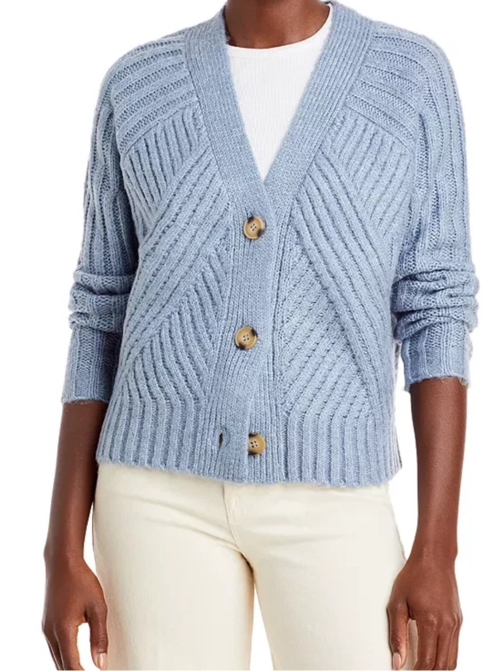 Aqua Cable Knit Chunky Cardigan Sweater Size Large